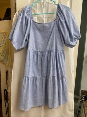 HYFVE Light Blue Puff-Sleeve Tiered women’s Dress
